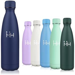 Motswedi Borraccia Termica, 500ml 18/8 Acciaio Inox, Bottiglia Termica, Senza BPA, Borraccia Acciaio Inox, 12 Ore/Freddo 24 Ore, per Scuola, Sport, Campeggio, Yoga, Palestra, Blu Scuro