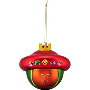 Alessi Baldassarre AMJ13 10 - Pallina di Design per Albero di Natale del Magio Baldassarre in Vetro Soffiato Decorato a Mano, Rosso