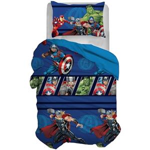 hermet Avengers, Set Copripiumino Letto Singolo, Sacco Copripiumone + Federa, Parure Copripiumino con Federa, Sacco 155x200 cm, 100% Cotone, (Non Contiente Lenzuolo Con Angoli)