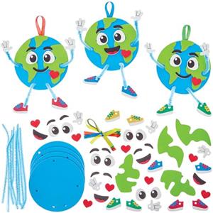 Baker Ross FN037 Kit di decorazione del pianeta Terra - Confezione da 8, kit di decorazione per la Giornata della Terra per bambini