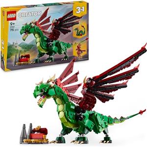 LEGO Creator 3 in 1 Drago Medievale Giocattolo - Si Trasforma in Serpente Marino o in Fenice - Animali da Costruire per Bambini, Bambine, Ragazzi e Ragazze da 9 Anni - Idea Regalo di Compleanno 31161
