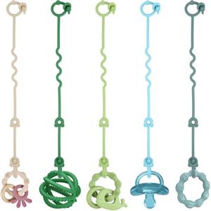 Vicloon Catenelle Per Ciuccio, 5PCS Catena Ciuccio, Cordino Ciuccio In Silicone Senza Bpa, Catenelle Porta Succhietto Per Sedie Di Sicurezza Passeggino Seggiolone (A)
