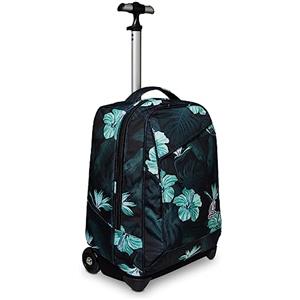 Invicta Trolley Scuola Fantasy, HIBISCUS, Azzurro e Verde, 2 in 1 con Spallacci per Uso Zaino, Scuola, Bambine e Ragazze