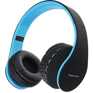 PowerLocus Cuffie Wireless Over-Ear, Cuffie Bluetooth Senza Fili Pieghevoli, Cuffie con Microfono Incorporato, HiFi Stereo, Micro SD/TF, FM per Viaggio/Telefono/PC/Ufficio (Nero/Blu)
