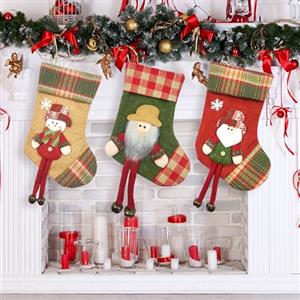Bseical 3 Pezzi Calza Befana Vuota Babbo Natale, Calza Natalizia Personalizzata, Calze di Natale per Camini, Albero di Natale Sacchetto Caramelle Regalo, Decorazioni Natalizie Casa Addobbi Natalizi Feste Set