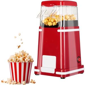 Cozary Macchina Popcorn, Macchina Per Popcorn ad Aria Calda Da 1200 W Con Misurino, One-Touch,Senza Grassi, 2 Minuti Veloce, per il Cinema Casa, le Serate Cinematografiche,Natale, le Feste,Retro
