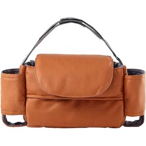 Hiseng Borsa Organizer per Passeggino, PU Universale Portatile Borsa Passeggino Organizer, Tracolla, Grande Capacità, Scomparti Multipli, Borsa Fasciatoio per Carrozzina (Arancia,35x15x11cm)