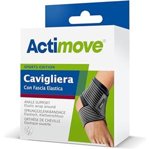 Actimove Sports Edition Cavigliera con Fascia Elastica - Per la gestione del dolore - Per caviglie slogate, gonfie o deboli - Ambidestra - Nera, M