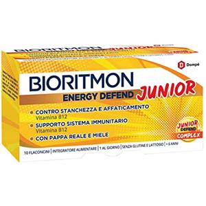 DOMPE' FARMACEUTICI SpA Dompé Bioritmon Energy Defend JUNIOR - Vitamina B12 Pappa Reale e Miele - 10 Flaconcini - 1 Al giorno dai 6 Anni
