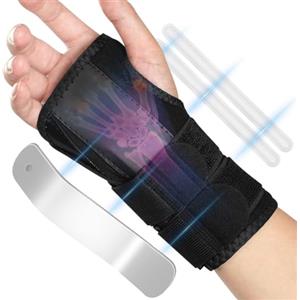 Beugo Tutore Polso Tunnel Carpale, Stabile Tutore Polso Destro con 3 Stecche Metallo, Traspirante Polsiera Ortopedica per Palestra, Tennis, Lavoro al Computer, Unisex (Nero)