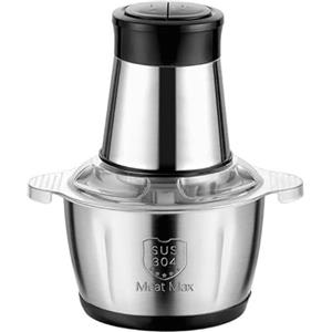 Doramier Tritatutto elettrico con ciotola in acciaio inox 5L, 500 W tritacarne con 5 velocità, frullatore tritacarne per tritare verdure, frutta, carne, cipolle (B-2L nero)