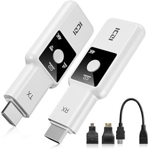 ICZI HDMI Wireless Transmitter and Receiver, 4K UHD Dongle HDMI Wireless Extender, Range 165FT/50M, Dual Band 2.4/5.8G Streaming Video/Audio/File from Laptop, PC, TV Box to Monitor/HDTV/Projector