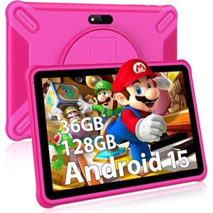 FASTWD Tablet 10 pollici Android 15 Tablets educativo,36GB RAM+128GB ROM(espandibile con SD),WiFi 6,controllo genitori,BT 5.0/8+5 MP/per Bambini(Rosa)