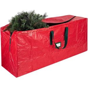 Treer Custodia Porta Albero di Natale, Custodia Albero di Natale 270 cm, Sacca per Albero di Natale Impermeabile, Borsa Porta Albero di Natale con Cerniera e Manici (120x28x43cm,Rosso)