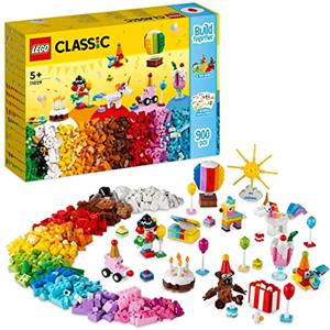 LEGO Classic Party Box Creativa, Animali Giocattolo per Bambini e Bambine, Giochi da Condividere in Famiglia con 12 Mini-Costruzioni: Orsacchiotto, Clown e Unicorno 11029