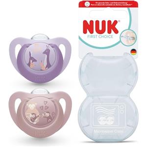 NUK First Choice Ciuccio | 18-36 mesi | Ciuccio ortodontici | Calma il 99% dei bambini** | Scimmia/Canguro | Confezione da 2