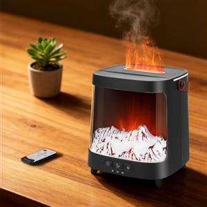 Nastopee Diffusore Di Oli Essenziali, Con Effetto Fiamma&Aurora,7 Colori,Timer 2/4/8H,Umidificatore Con Telecomando,Diffusore Profumo Per Ambiente,Casa,Ufficio,Yoga (Nero)