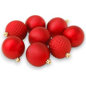 KORAT Set Palline di Natale KORAT in Plastica Infrangibile - 3 Misure (6cm, 8cm, 10cm) - Colori Rosso, Oro, Argento, Bianco, Verde, Rosa Antico - Decorazioni per Albero Natalizio (12, Rosso, 8 Cm)