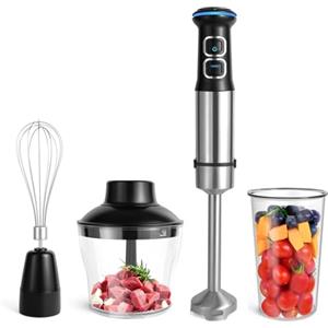 Kolohoso 1500W Frullatore a Immersione, 4 in 1 Hand Blender in Acciaio Inox, Multifunzione Mixer Immersione 21 Velocità Regolabili, 800ml Misurino un 600ml Tritatutto, senza BPA