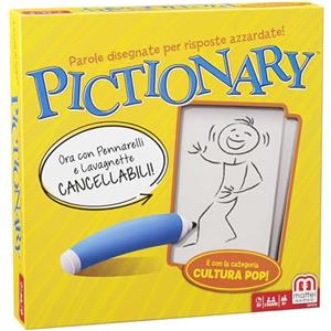 Mattel Games Pictionary - Disegna l'indizio della carta e prova ad indovinare, gioco di carte per serate in famiglia e con amici, giocattolo per bambini, 8+ anni, versione Italiana, DPR76