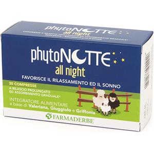 FARMADERBE Phytonotte All Night - Integratore con Magnesio ed Estratti Vegetali per un Sonno Ristoratore - 30 Compresse
