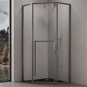 doporro Box Doccia Angolare Cabina Bagno Pentagonale 100x100x200 cm con Piatto Doccia Acrilico Porta Battente in Vetro Temperato Trasparente incl. Nano Rivestimento Profilo Acciaio Inox Ravenna68K