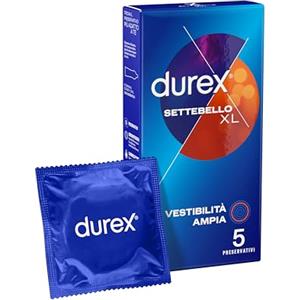 Durex Settebello XL Preservativi Extra Large, 5 profilattici