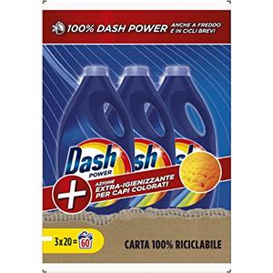 Dash Power Detersivo Liquido Lavatrice, 60 Lavaggi, Azione Extra-Igienizzante Per Capi Colorati, Efficace Anche A Freddo E In Cicli Brevi