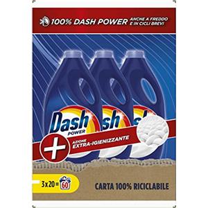 Dash Power Detersivo Liquido Lavatrice, 60 Lavaggi, Azione Extra-Igienizzante, Contro Sporco E Batteri, Efficace Anche A Freddo E In Cicli Brevi