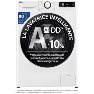 LG AI DD F4R3011NSWB Lavatrice Carica Frontale Serie R3, 11kg, 1400 giri, AIWash, Lavaggio a vapore, Motore Direct Drive, Smart Diagnosis, Libera installazione, Bianca, 60 x 85 x 56.5 cm