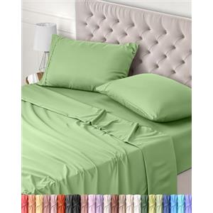 Utopia Bedding - Set Lenzuola Letto Matrimoniali 4 Pezzi 180x200 cm - Spazzolata Poliestre di Microfibra - Oeko-Tex Certificato - Lenzuolo con Angoli, Lenzuolo Piatto e 2 Federe 50x75, Verde Salvia