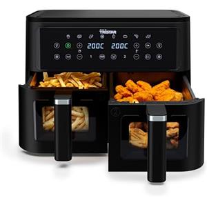 Tristar Friggitrice ad Aria Doppio Cestello, 9 L, 10 Programmi, Display Digitale, Finestre di Controllo, Senza PFAS, Cottura Sana Senza Olio, 2500 W, FR-9429