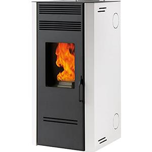 Generico Stufa a pellet BIO G 80-7,7 kW - braciere ghisa - uscita fumi superiore dx, laterale dx o posteriore dx (Bianco)