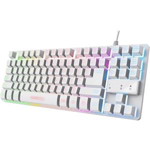 Trust Gaming GXTrust 833W Thado Tastiera Gaming TKL Layout Italiano QWERTY, Design Compatto più Piccolo del 20%, Anti-Ghosting, 69% Plastica Riciclata, LED Keyboard USB per PC/Laptop - Bianco