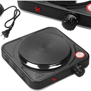 Generico Fornello Elettrico Portatile 1500W - Piastra Singola con Termostato 1-5, Riscaldamento Rapido, Piedini Antiscivolo - Compatto per Cucina, Viaggi, Campeggio