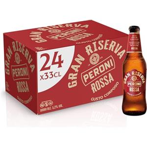 Peroni Birra Gran Riserva Rossa, Cassa con 24 Birre in Bottiglia da 33 cl, 7.92 L, Birra Rossa dal Gusto Corposo con Aroma di Malto e Caramello, Gradazione Alcolica 5.2% Vol