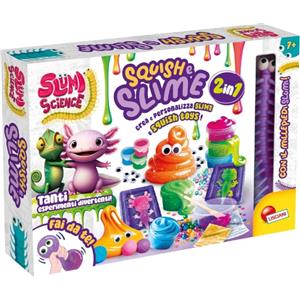 Lisciani Slumi Science - Kit 2 in 1 per Creare Squish Toys e Slime Colorati con Decorazioni e Manuale Illustrato