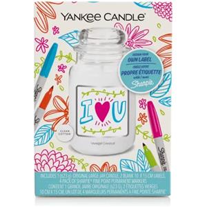 Yankee Candle x Sharpie Candela in Giara Grande Clean Cotton 90 Ore con Etichetta Personalizzabile