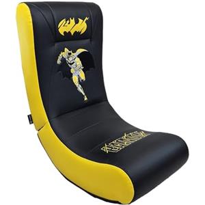 Subsonic - Poltrona a dondolo da gaming Batman - Poltrona a dondolo ergonomica con licenza ufficiale - Similpelle nera e gialla con ricami - Comoda poltrona da salotto o camera da letto