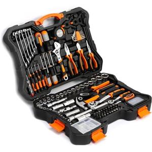 Brigros MBI - Valigetta Porta Attrezzi Composta Da 105-196 Pezzi, Comodo Kit Attrezzi, Cassetta Porta Attrezzi, Set Attrezzi Professionali Completo, Set Utensili Per La Casa O Officina (196 Pezzi)