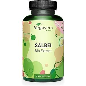 Vegavero SALVIA OFFICINALIS | 120 capsule | 500 mg | con 1% di Acido Rosmarinico | per VAMPATE e SUDORAZIONE | Vegan | No additivi | Vegavero®