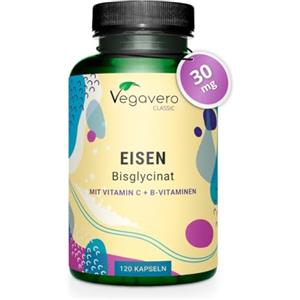 Vegavero Integratore FERRO 30mg | con Vitamina C, Acido Folico, B12, B2, B6 | Anemia, Mestruazioni, Stanchezza, Difese Immunitarie | Senza Additivi | Vegan | Vegavero®