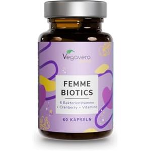 Vegavero Probiotici Donna | 35 Miliardi UFC/giorno da 6 Ceppi Batterici | con Mirtillo Rosso, Vitamine, Lattobacilli e Bifidobatteri | per Flora Intima e Vie Urinarie | 60 capsule | Vegan | Vegavero
