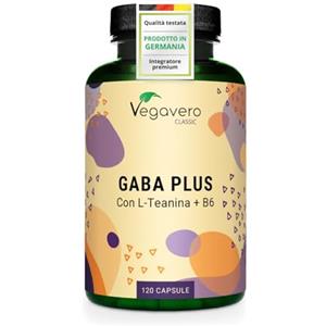 Vegavero GABA 1000 mg | con L-Teanina e Vitamina B6 | Prodotto e Testato in Germania | per Stress e Ansia | Integratore per Rilassamento Fisico e Mentale | Vegavero