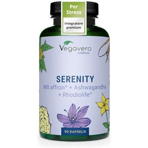 Vegavero Integratore BUON UMORE con Rhodiola, Ashwagandha, Iperico, Triptofano, Zafferano + Vitamine B | contro Stanchezza Fisica e Mentale, Stress e Ansia | Vegan e Senza Additivi | 90 capsule