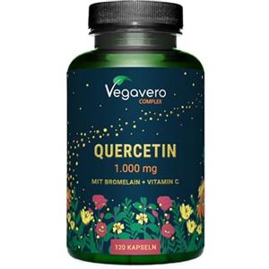 Vegavero Quercetina Complex | 1000mg | Sophora Japonica | Con Bromelina, Vitamina C e Pepe Nero | Integratore di Flavonoidi | Alto Dosaggio | Vegan | Senza Additivi | Vegavero®