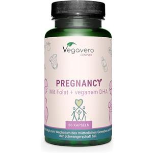 Vegavero Multivitaminico Gravidanza | Acido Folico + B12 + Omega 3 (DHA) | 11 Vitamine e 5 Minerali | Anche per Allattamento | Senza Addittivi | No OGM | Vegan | 60 Capsule | Vegavero®