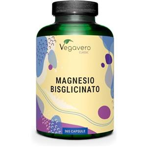 Vegavero Magnesio Bisglicinato | 365 capsule | 400 mg di Magnesium Elementare | Altamente Biodisponibile | Contro Stanchezza e Affaticamento | Certificato in Laboratorio | Vegavero