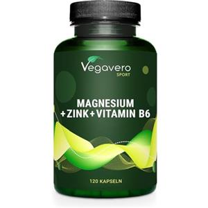 Vegavero Integratore Zinco + Magnesio + Vitamina B6 | Zinc Aspartato + Citrato: Migliore Assorbimento | Integratore Sport e Massa Muscolare | per Uomo e Donna | Vegan | Vegavero®