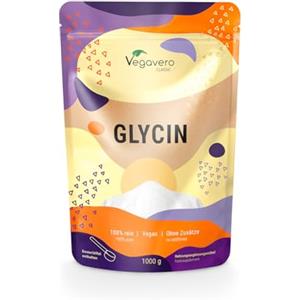 Vegavero GLICINA Vegavero® | 1000 g (1 kg) in Polvere | 100% L-Glicina Pura | Senza Additivi | Integratore per Dormire Meglio e per Articolazioni | con Misurino | Vegan